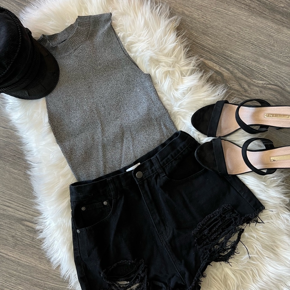 Brandy Melville Grey Turtleneck Tank